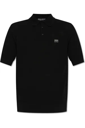 Dolce & Gabbana Tops, Heren, Zwart, 2Xl, Katoen, Polo met applicatie met gegraveerd logo