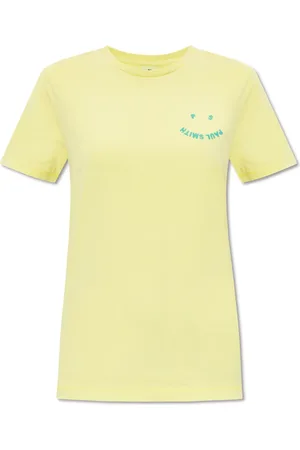 Paul Smith Tops, Dames, Geel, S, Katoen, T-shirt met geborduurd logo