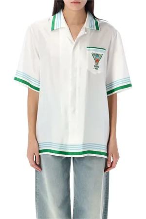 Casablanca Blouses & Shirts, Dames, Wit, M, Metaphysical Tennis Icon Silk Shirt