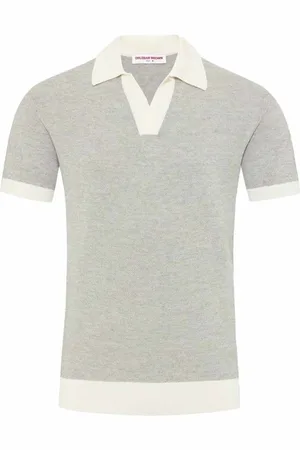 Orlebar Brown Tops, Heren, Grijs, 2Xl, Katoen, Witte Zand Polo Shirt