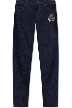 Dolce & Gabbana Jeans, Heren, Blauw, S, Katoen, Skinny jeans met applicatie