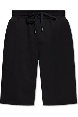 Dolce & Gabbana Korte broeken, Heren, Zwart, XL, Katoen, Katoenen shorts met reliëf logo