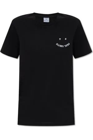 Paul Smith Tops, Dames, Zwart, L, Katoen, T-shirt met Geborduurd Logo