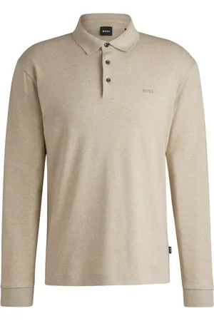 HUGO BOSS Tops, Heren, , M, Katoen, Poloshirt met lange mouwen en logo