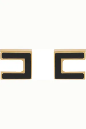 Elisabetta Franchi Accessoires, Dames, Zwart, ONE Size, Logo Double C Metalen Oorbellen