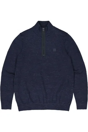 Butcher of Blue Truien, Heren, Blauw, L, Blauwe Pullover Lt Clifden Half Zip