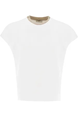 PESERICO SIGN Tops, Dames, , L, Katoen, Contrast Crew Neck Katoenen T-shirt