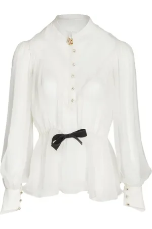 Giambattista Valli Blouses & Shirts, Dames, Wit, S, Ivoor Blouse met Stijl 1102