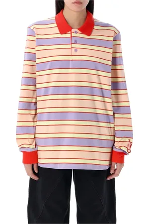 J.W.Anderson Tops, Dames, Veelkleurig, S, Katoen, Gestreept poloshirt
