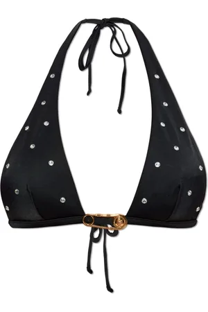 VERSACE Badkleding, Dames, Zwart, S, Polyester, Bikinitop met glinsterende kristallen