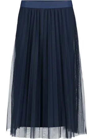 Betty & Co Rokken, Dames, Blauw, 2Xl, Midi rok met plooien