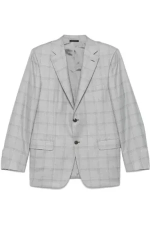 BRIONI Jassen, Heren, Grijs, 2Xl, Geruite Blazer met knoopsluiting