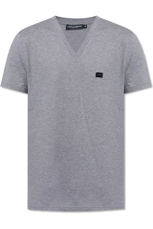 Dolce & Gabbana Tops, Heren, Grijs, M, Katoen, V-hals T-shirt