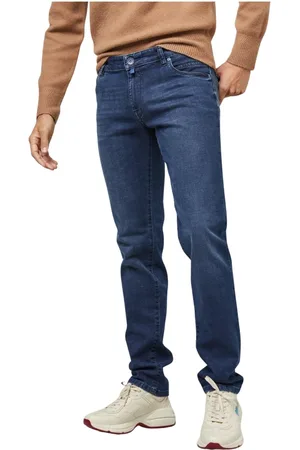 Meyer Jeans, Heren, Blauw, W42 L32, Denim, Slim Stretch Denim Cross Hedge Jeans