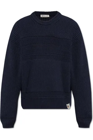 Bally Truien, Heren, Blauw, XL, Katoen, Katoenen Trui met Logopatch
