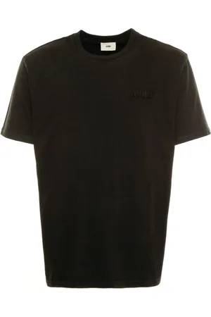 Autry Tops, Heren, Zwart, S, Geribbelde Ronde Hals Logo T-Shirt