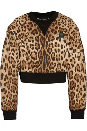 Dolce & Gabbana Sweatshirts & Hoodies, Dames, Bruin, XS, Katoen, Sweatshirt met dierenprint