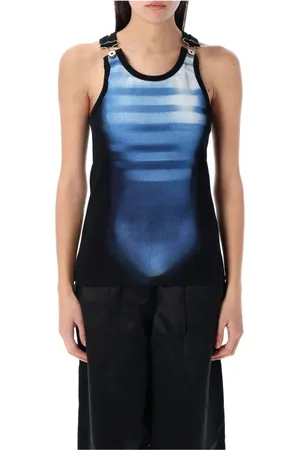 Jean Paul Gaultier Tops, Dames, Blauw, M, Katoen, Heren Tanktop Klassieke Stijl