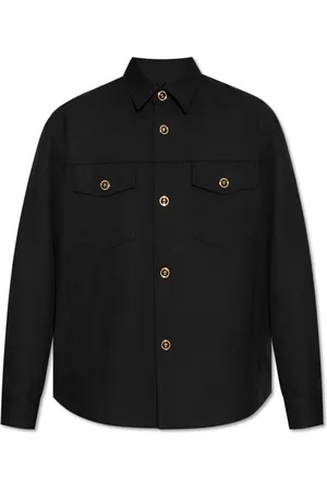 VERSACE Jassen, Heren, Zwart, L, Wol, Wollen jas met zakken