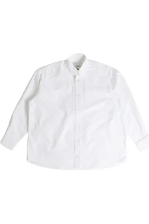 STUDIO NICHOLSON Overhemden, Heren, Wit, L, Katoen, Witte Ruskin Overhemd Met Knoopsluiting