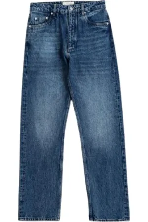 STUDIO NICHOLSON Jeans, Heren, Blauw, L, Katoen, Blauwe Riso jeans, recht model, 5 zakken