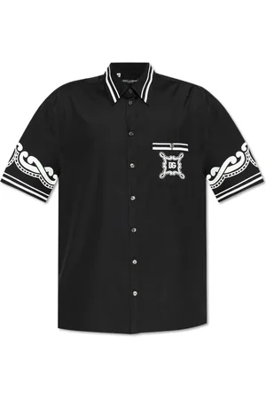 Dolce & Gabbana Overhemden, Heren, Zwart, 2Xl, Gestreepte zijden overhemd