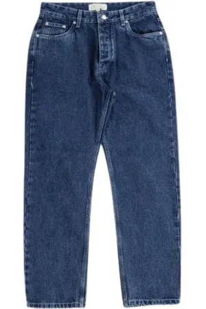STUDIO NICHOLSON Jeans, Heren, Blauw, S, Denim, Blauwe Denim Straight Leg Jeans