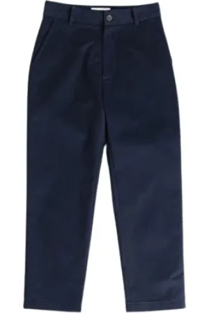 STUDIO NICHOLSON Broeken, Heren, Blauw, S, Katoen, Donkerblauwe Katoenen Straight-Leg Broek