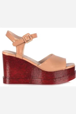 Strategia Schoenen, Dames, , 37 EU, Leer, Rode sleehak sandaal met vierkante neus