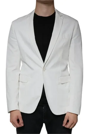 Dondup Jassen, Heren, Wit, L, Katoen, Witte Slim Fit Formele Blazer