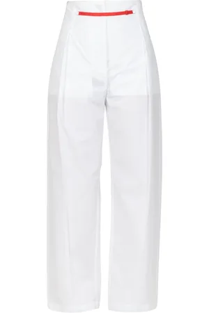 TELA Broeken, Dames, Wit, M, Katoen, Witte katoenen rechte broek