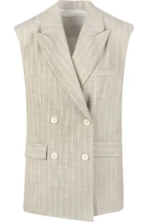 Jucca Jassen, Dames, , S, Polyester, Gestructureerd dubbelbreasted vest met V-hals