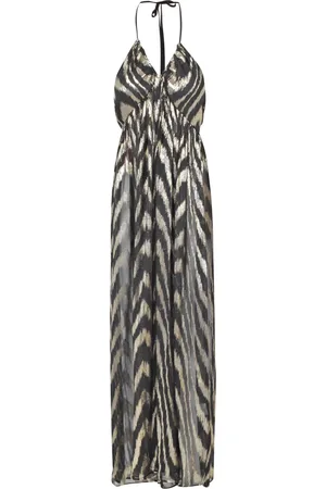 Jucca Kleedjes, Dames, Zwart, S, Polyester, Zijden en lurex V-hals jurk