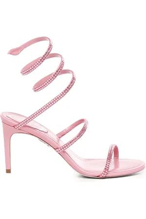 RENE CAOVILLA Schoenen, Dames, Roze, 38 EU, Leer, Roze Leren Sandalen Made in Italy