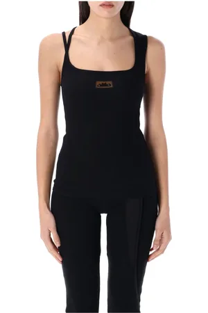 OTTOLINGER Tops, Dames, Zwart, M, Katoen, Zwarte Rib Tank Top Vierkante Halslijn