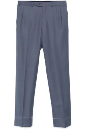 BRIONI Broeken, Heren, Blauw, XL, Imperial Blauwe Broek met Knoopsluiting