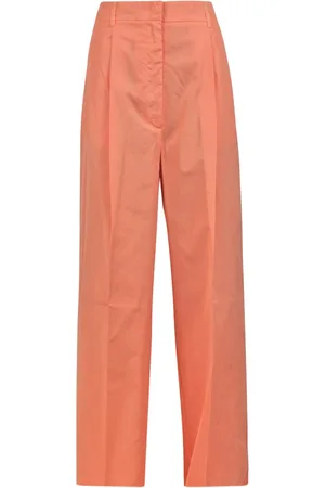 Mauro Grifoni Broeken, Dames, Oranje, 2Xs, Katoen, Wijde katoenen broek met riemlussen