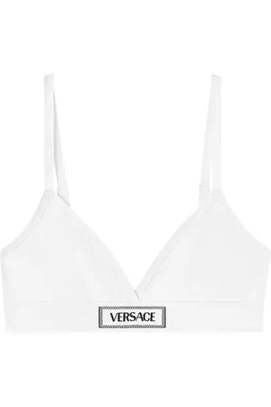 VERSACE Ondergoed, Dames, Wit, S, Katoen, Vintage Logo Geborduurd Katoenen Ondergoed