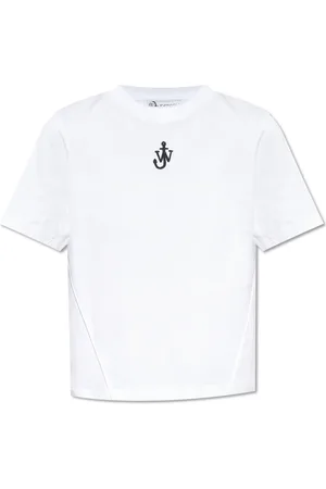J.W.Anderson Tops, Dames, Wit, XS, Katoen, T-shirt met Logo