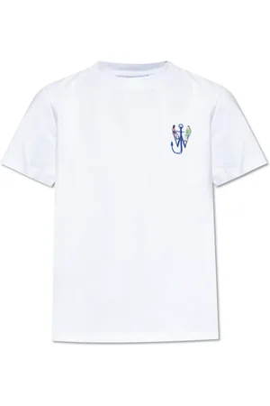 J.W.Anderson Tops, Dames, Wit, M, Katoen, Logo T-shirt