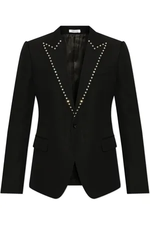 Alexander McQueen Jassen, Heren, Zwart, L, Wol, Wollen blazer