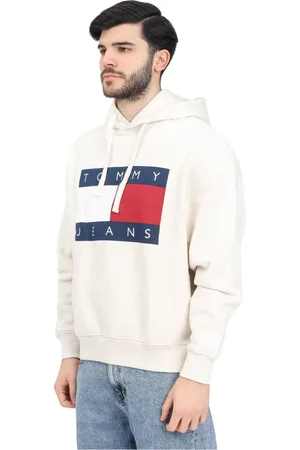 Tommy Hilfiger Sweatshirts & Hoodies, Heren, , M, Katoen, Crème Hoodie Mélange Casual Look