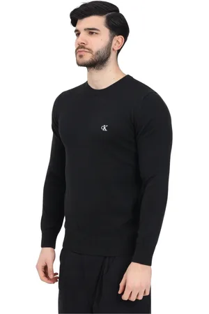 Calvin Klein Truien, Heren, Zwart, M, Essentiële Zwarte Crew Neck Sweater