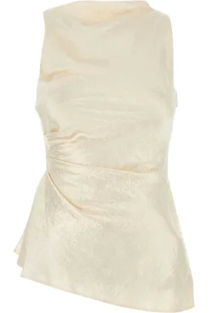 Alexander McQueen Tops, Dames, Geel, S, Satijn, Satin Crème Top