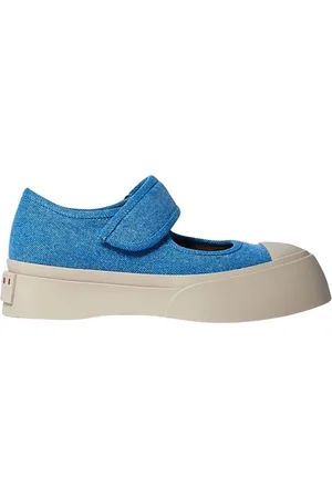 Marni Schoenen, Dames, Blauw, 38 EU, Katoen, Denim Katoen Mary Jane Schoenen