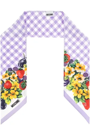 Moschino Accessoires, Dames, Paars, ONE Size, Zijden sjaal met print