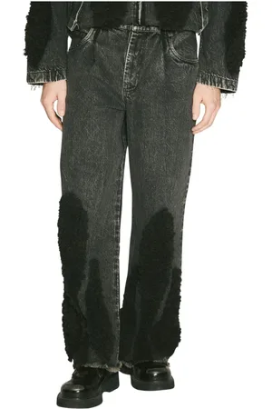 SONG FOR THE MUTE Jeans, Heren, Zwart, L, Katoen, Teddy Panel Boyfriend Jeans
