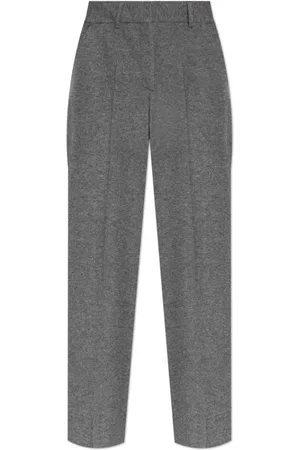 OFFICINE GENERALE Broeken, Dames, Grijs, S, Wol, Wollen broek met wijde pijpen