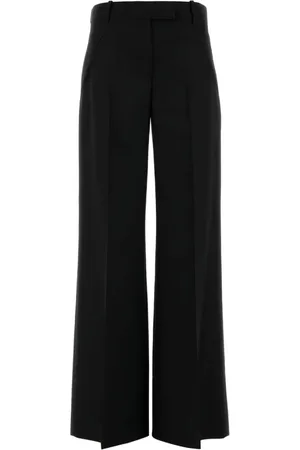 Alexander McQueen Broeken, Dames, Zwart, S, Wol, Zwarte Wollen Blend Jas met Passanten