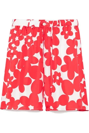 Marni Korte broeken, Heren, Rood, L, Casual Elastische Taille Shorts